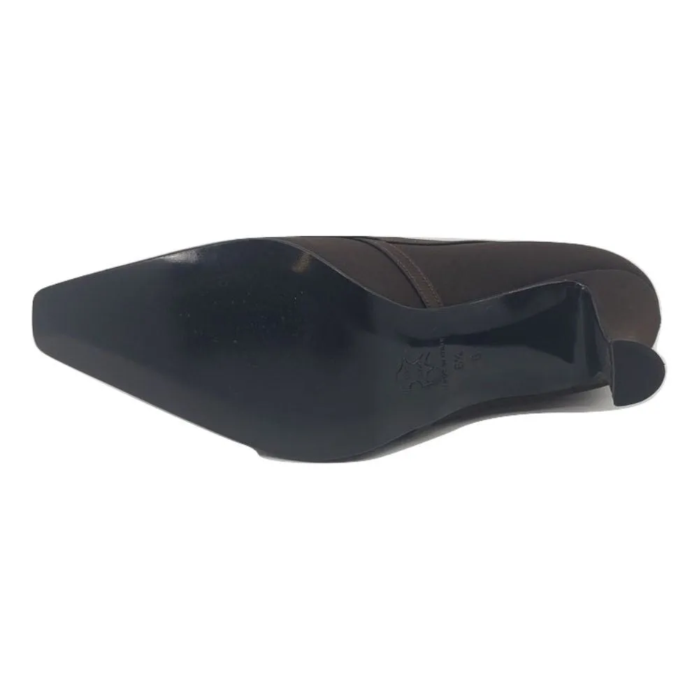 7010 Crepe Marrone Brown Fabric Versani Pumps