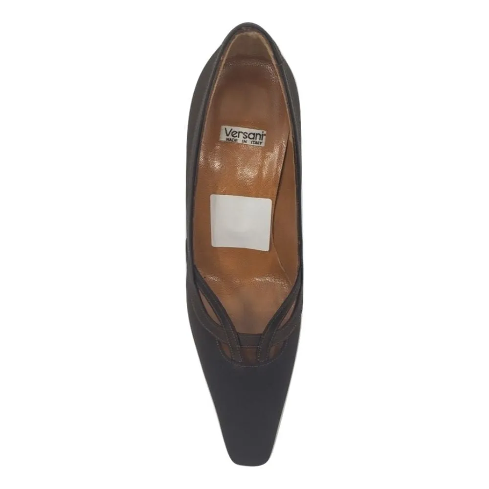 7010 Crepe Marrone Brown Fabric Versani Pumps