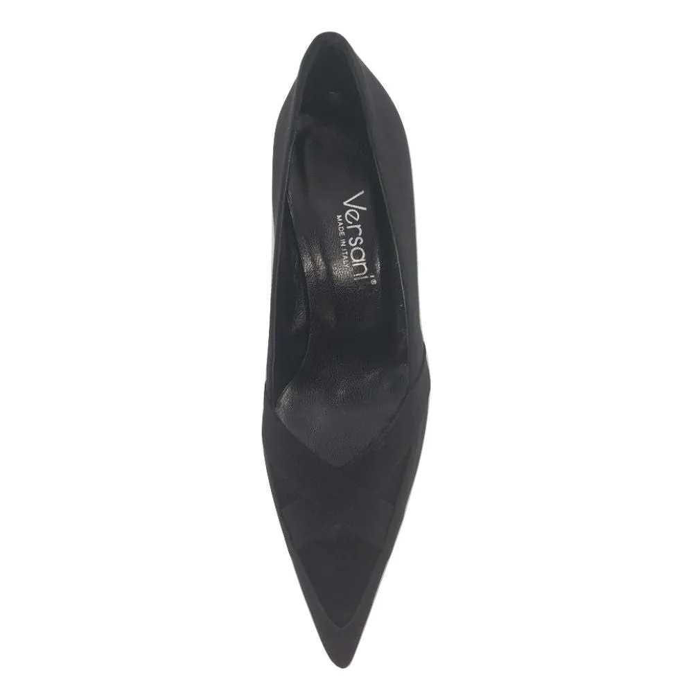 792 Crepe Nero Black Fabric Versani Pumps