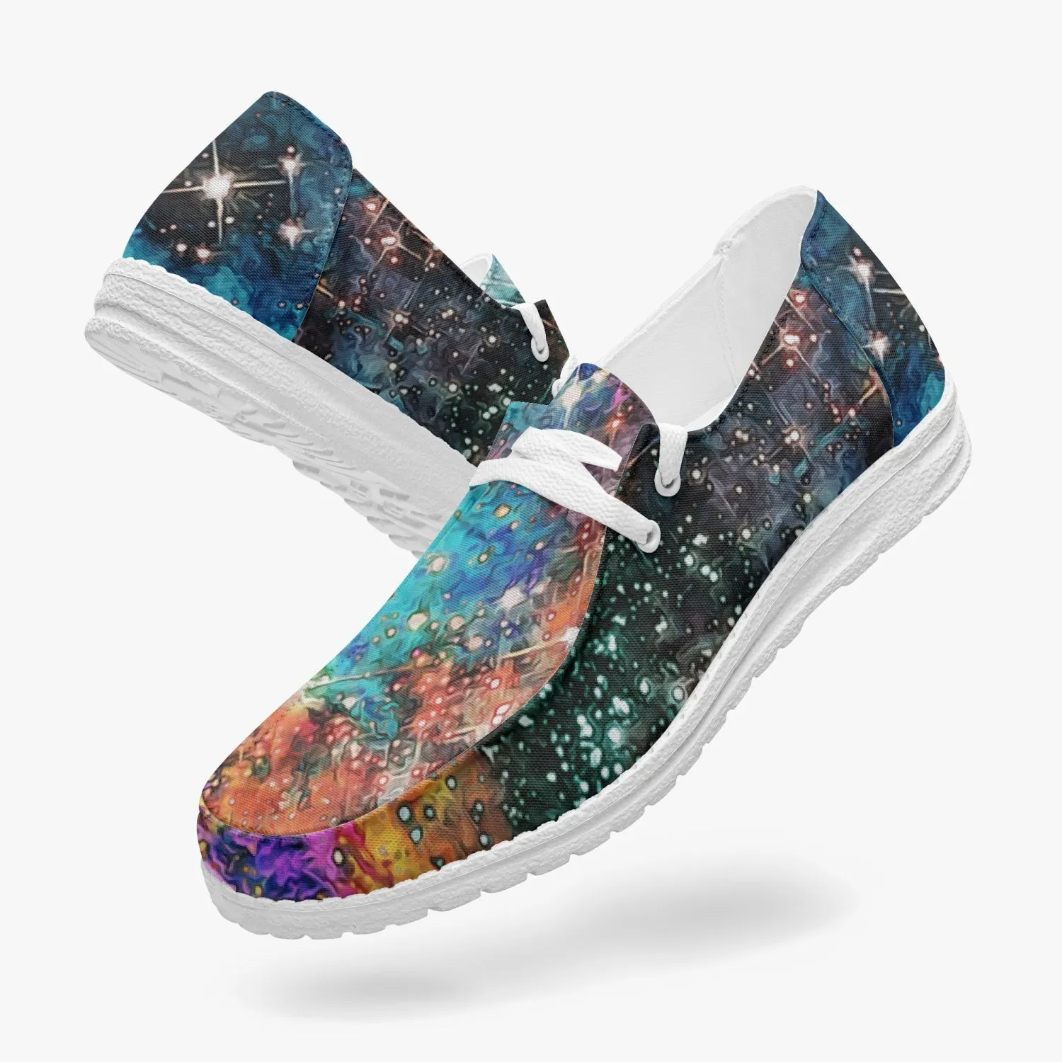 Acquiesce Apothos Psychedelic Split-Style Canvas Lace-up Loafers