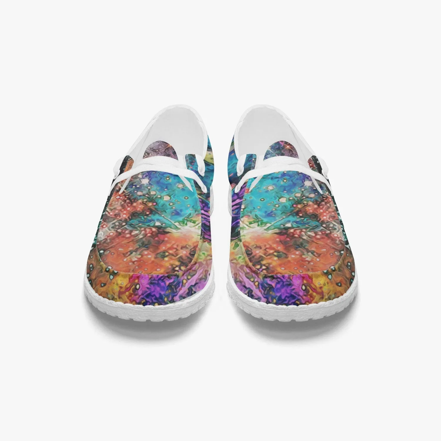 Acquiesce Apothos Psychedelic Split-Style Canvas Lace-up Loafers