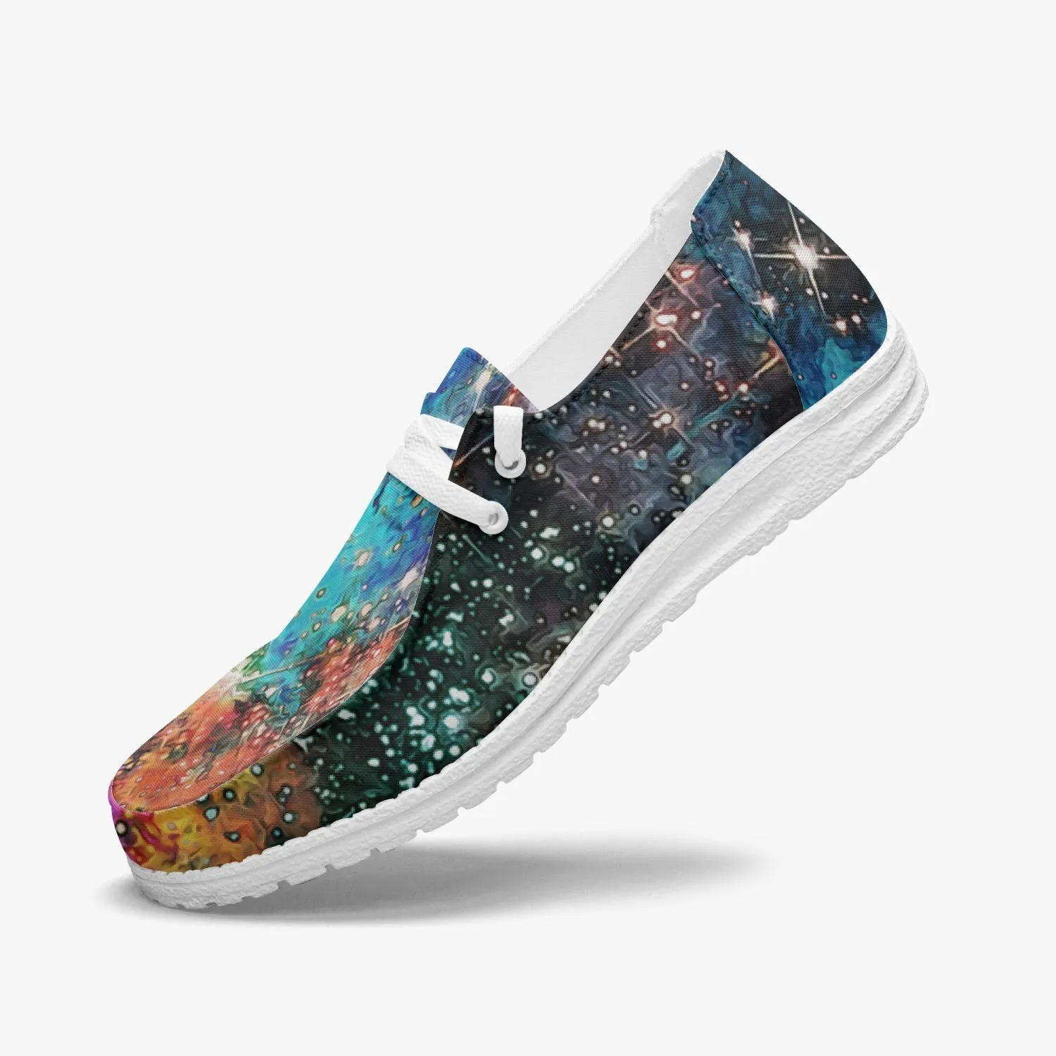 Acquiesce Apothos Psychedelic Split-Style Canvas Lace-up Loafers