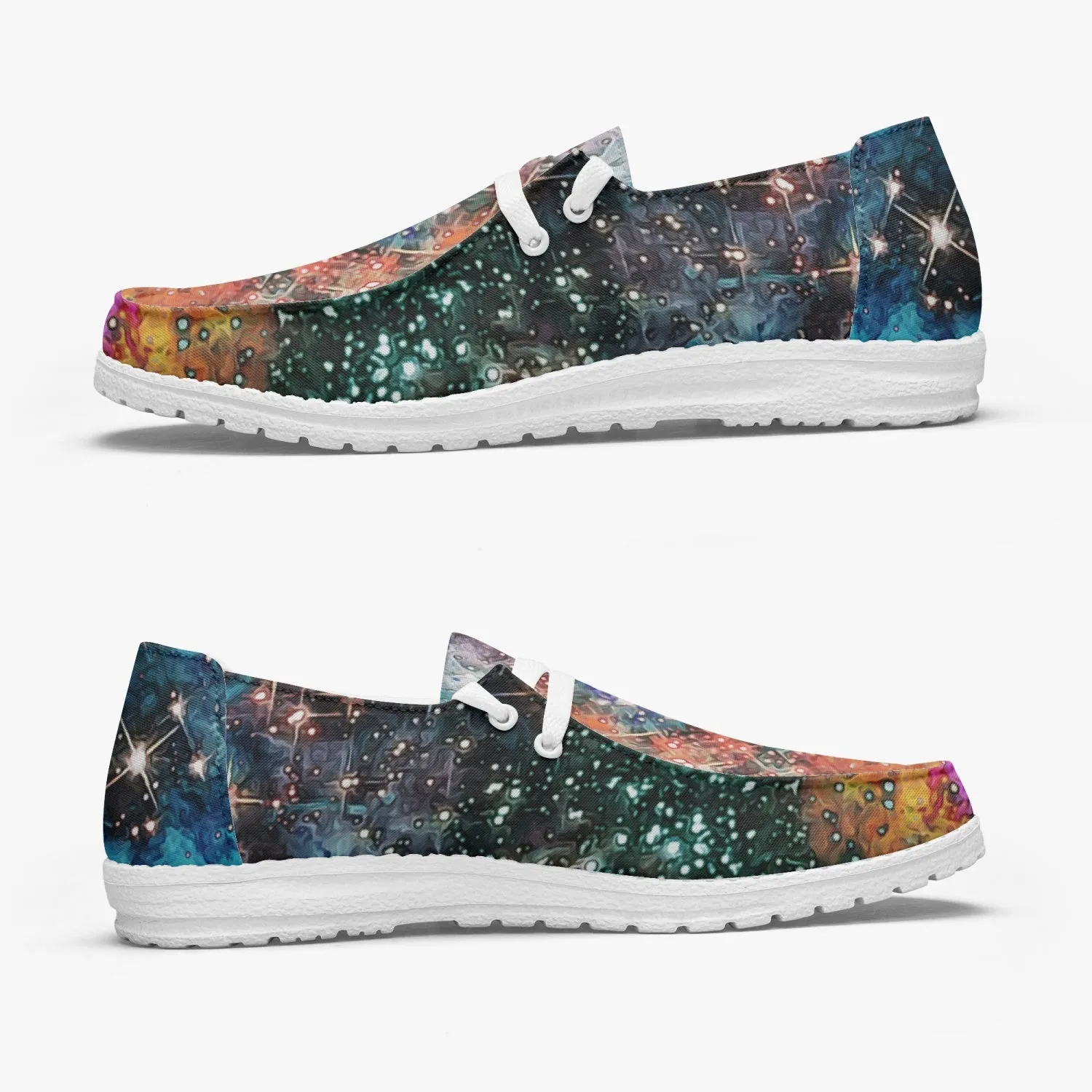 Acquiesce Apothos Psychedelic Split-Style Canvas Lace-up Loafers