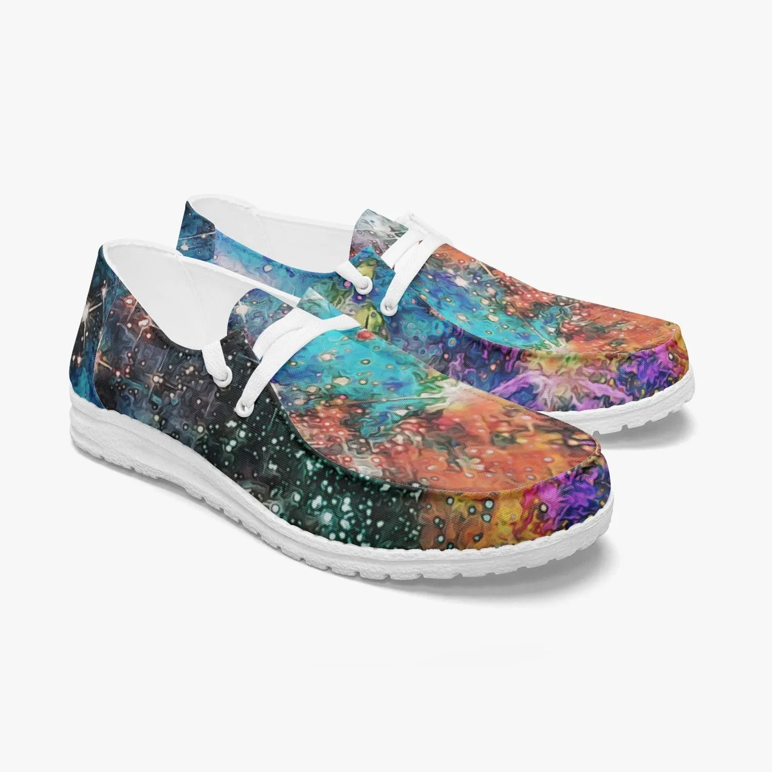 Acquiesce Apothos Psychedelic Split-Style Canvas Lace-up Loafers