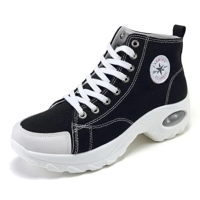 AIRAVATA Women's Fashion Sporty Canvas Ankle Boots Sneaker Shoes