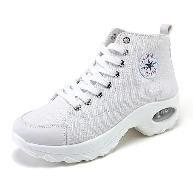 AIRAVATA Women's Fashion Sporty Canvas Ankle Boots Sneaker Shoes