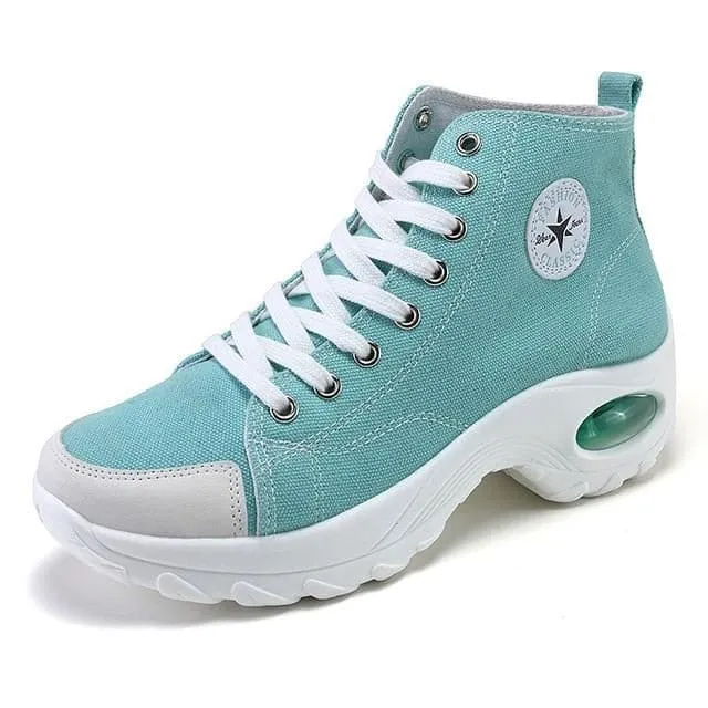 AIRAVATA Women's Fashion Sporty Canvas Ankle Boots Sneaker Shoes
