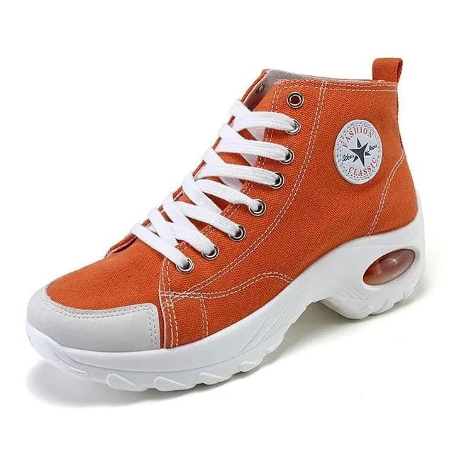 AIRAVATA Women's Fashion Sporty Canvas Ankle Boots Sneaker Shoes