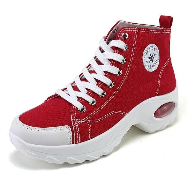 AIRAVATA Women's Fashion Sporty Canvas Ankle Boots Sneaker Shoes