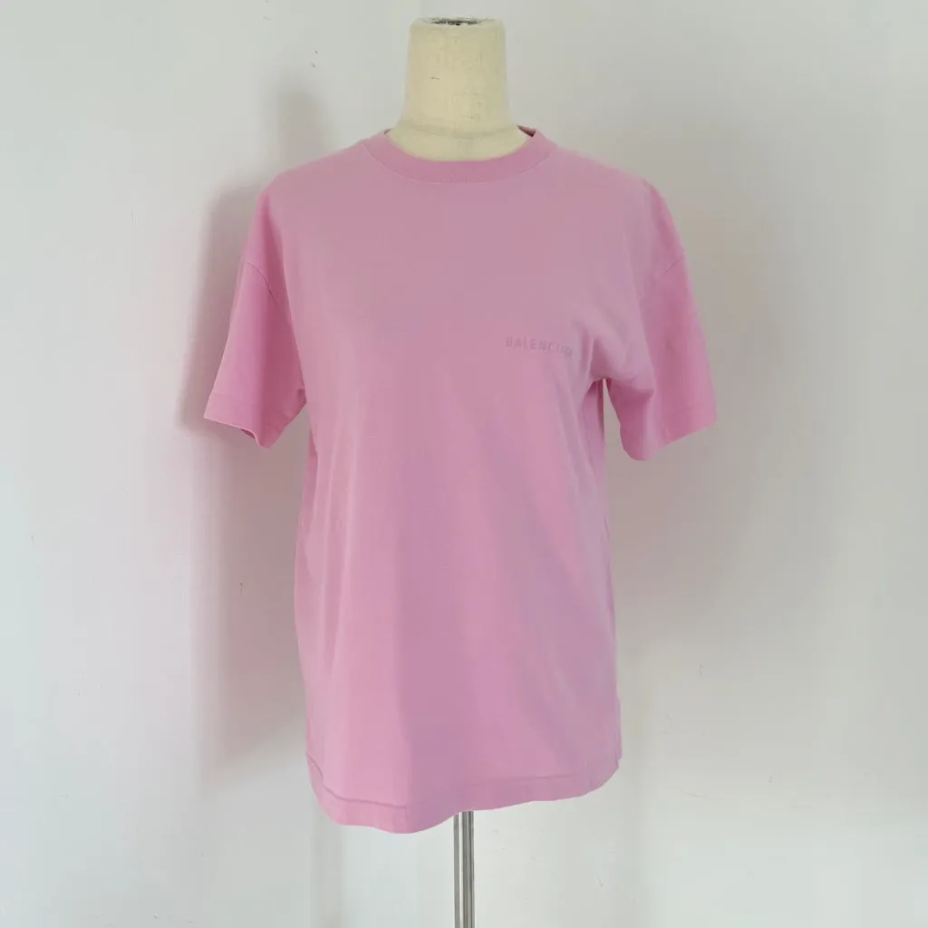 Balenciaga logo-print Crewneck Pink T-shirt