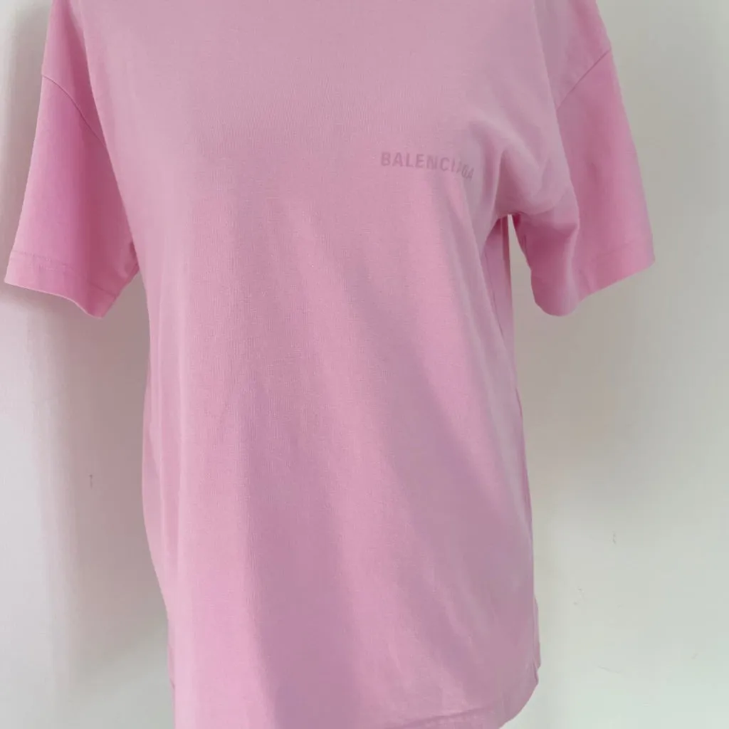 Balenciaga logo-print Crewneck Pink T-shirt