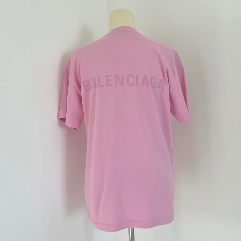 Balenciaga logo-print Crewneck Pink T-shirt