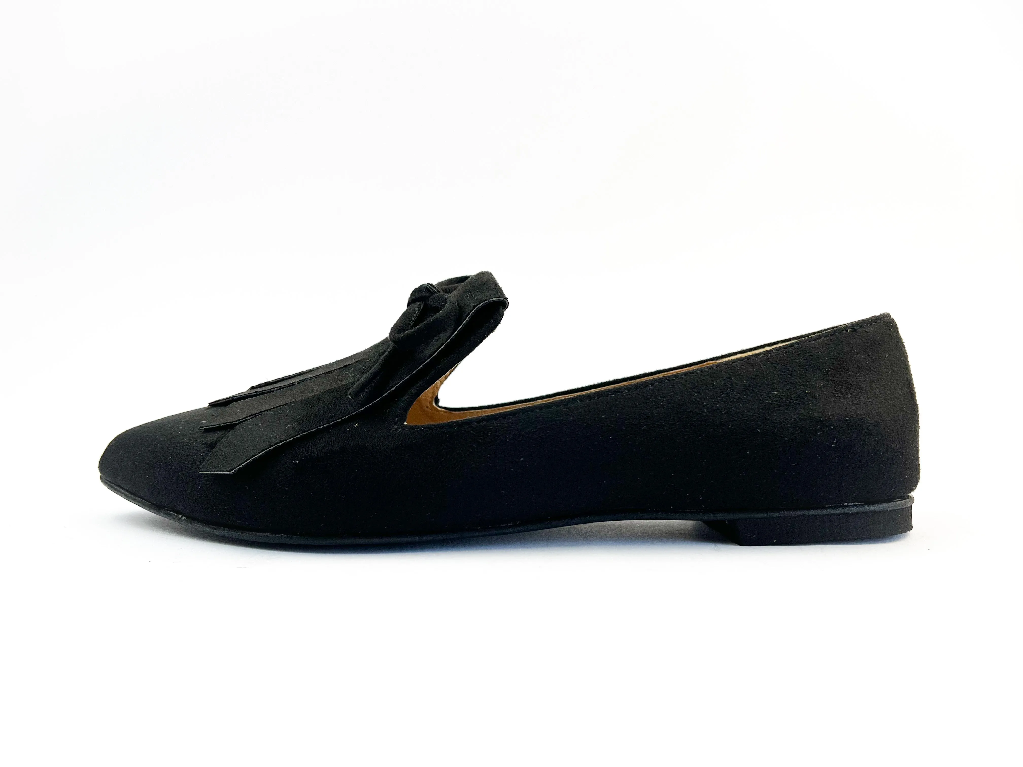 Black Fringed Suede Loafers