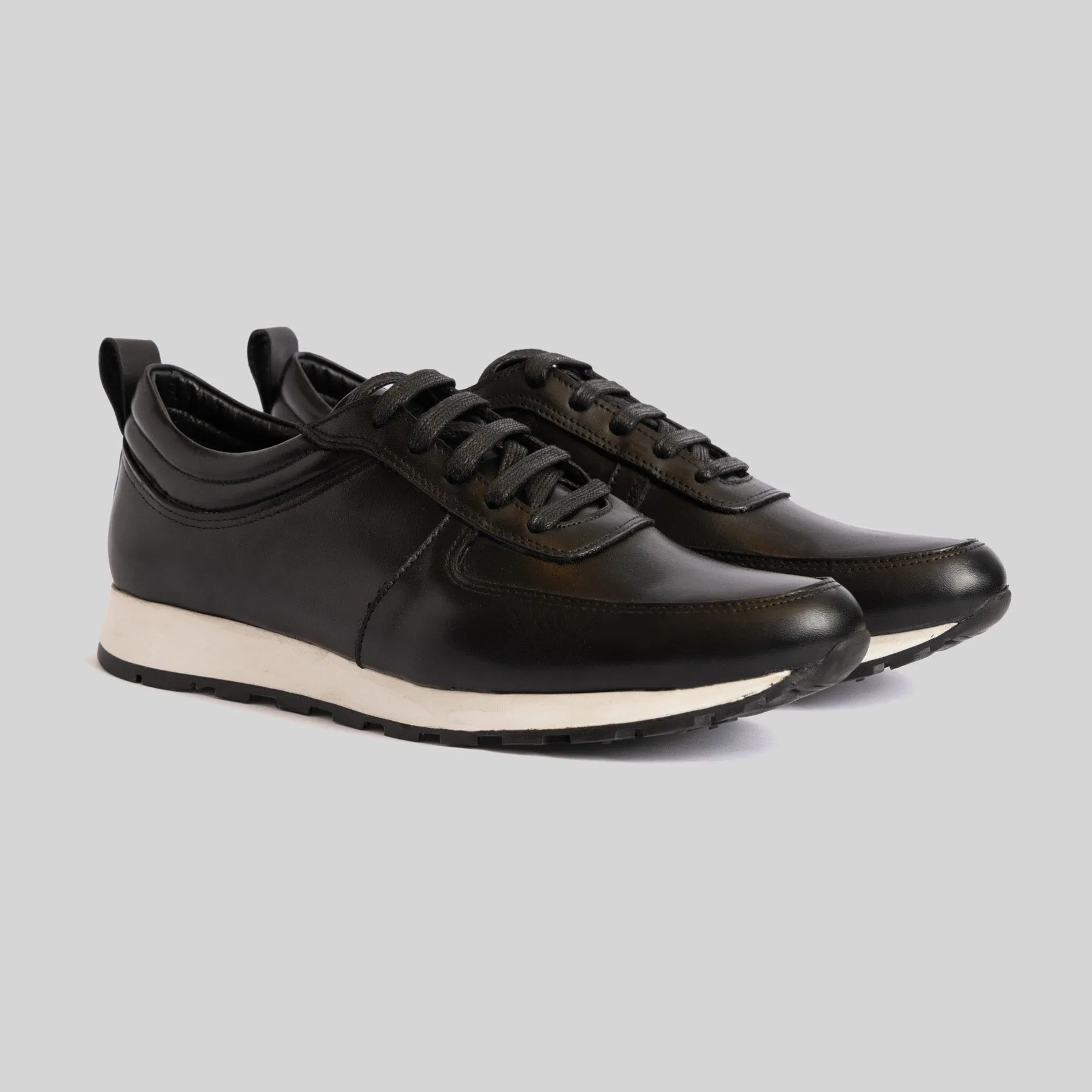 Black Leather Runner Sneakers