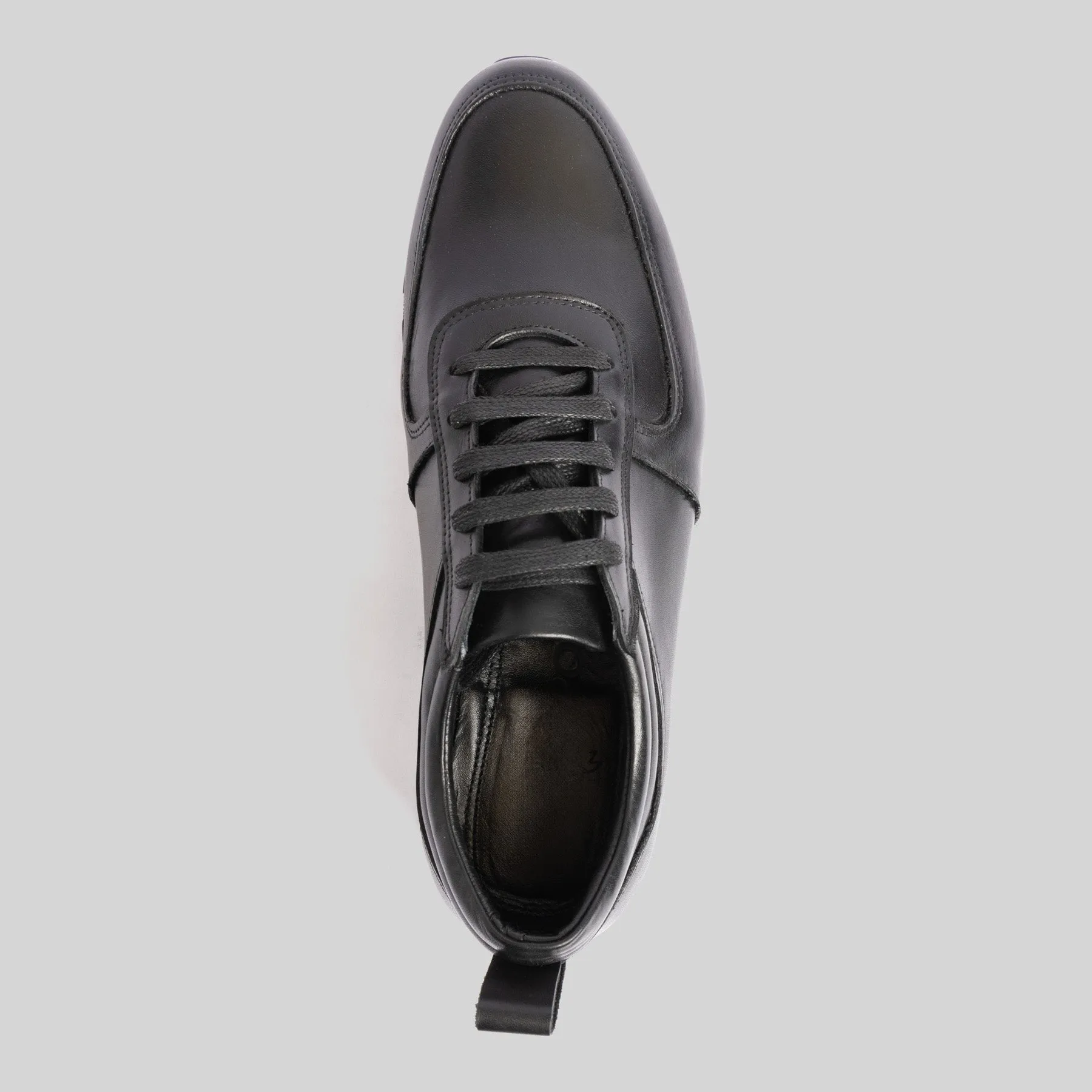 Black Leather Runner Sneakers