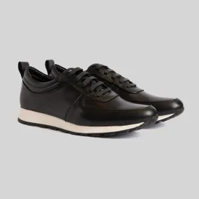 Black Leather Runner Sneakers