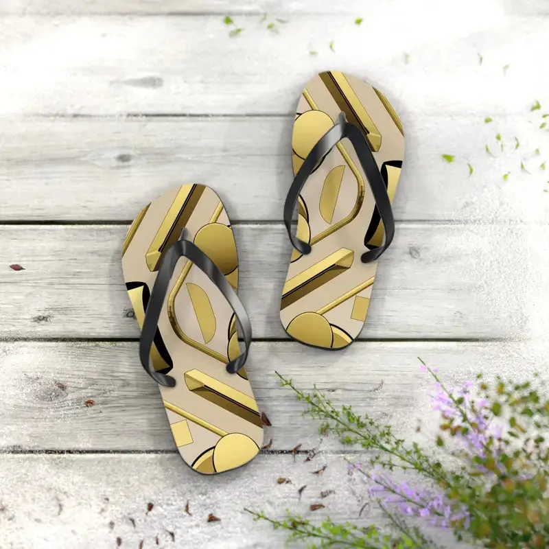 Gold Abstract Flip Flops for Summer Vibes