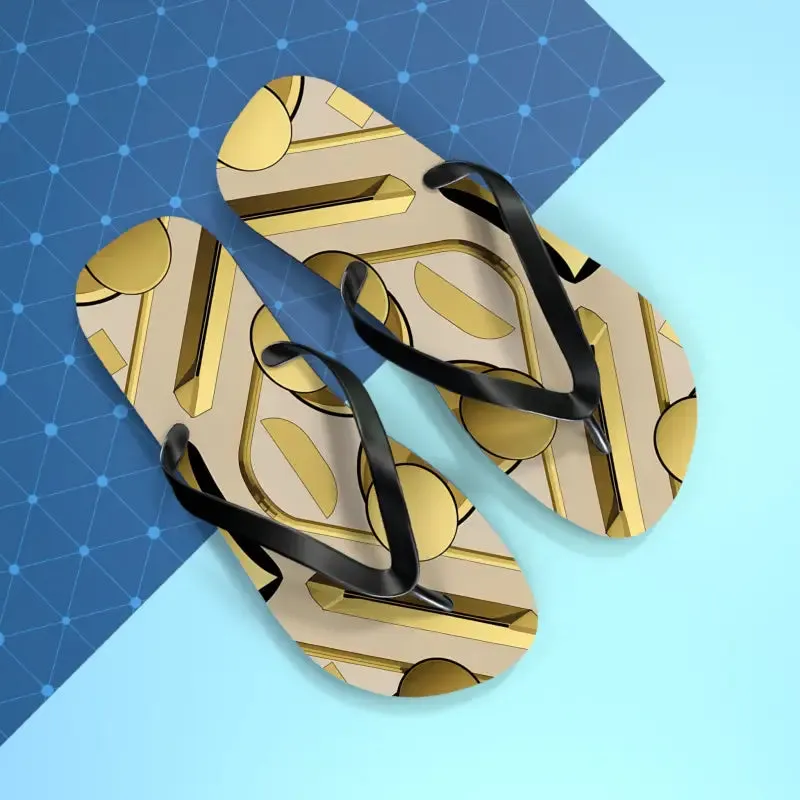 Gold Abstract Flip Flops for Summer Vibes