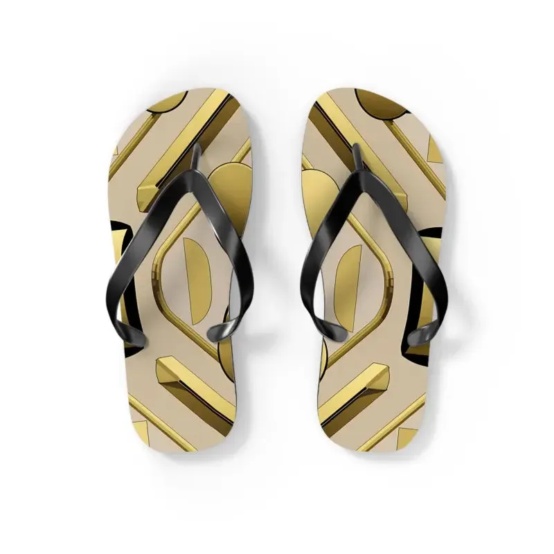 Gold Abstract Flip Flops for Summer Vibes