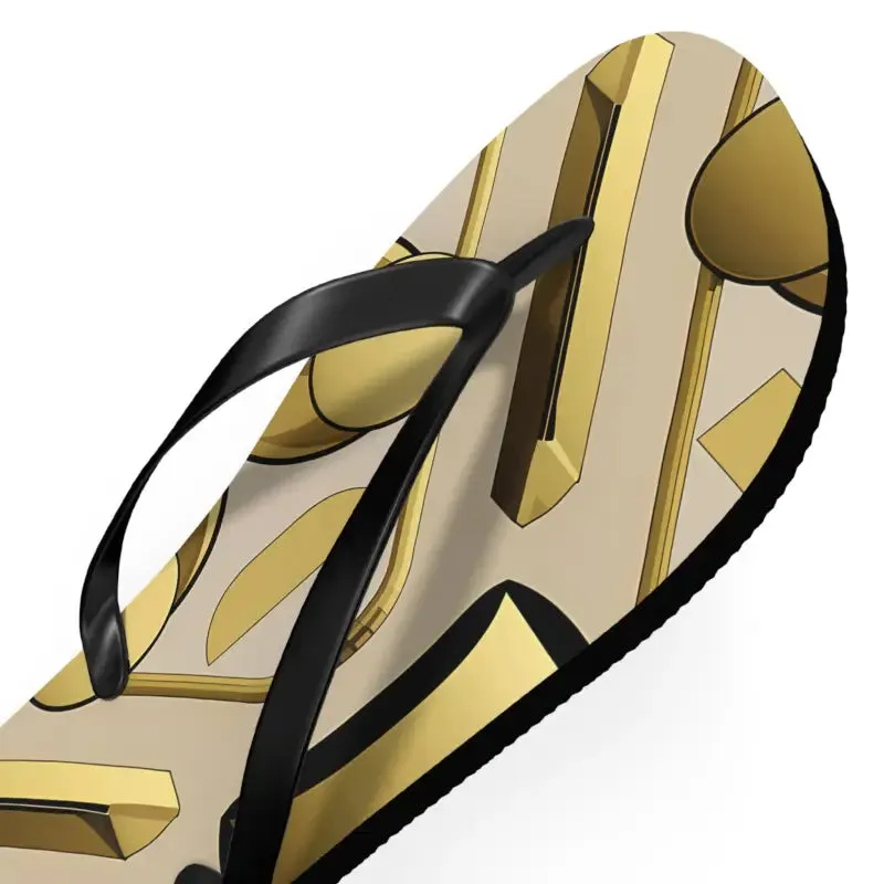 Gold Abstract Flip Flops for Summer Vibes