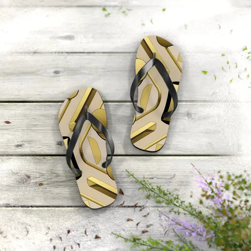 Gold Abstract Flip Flops for Summer Vibes