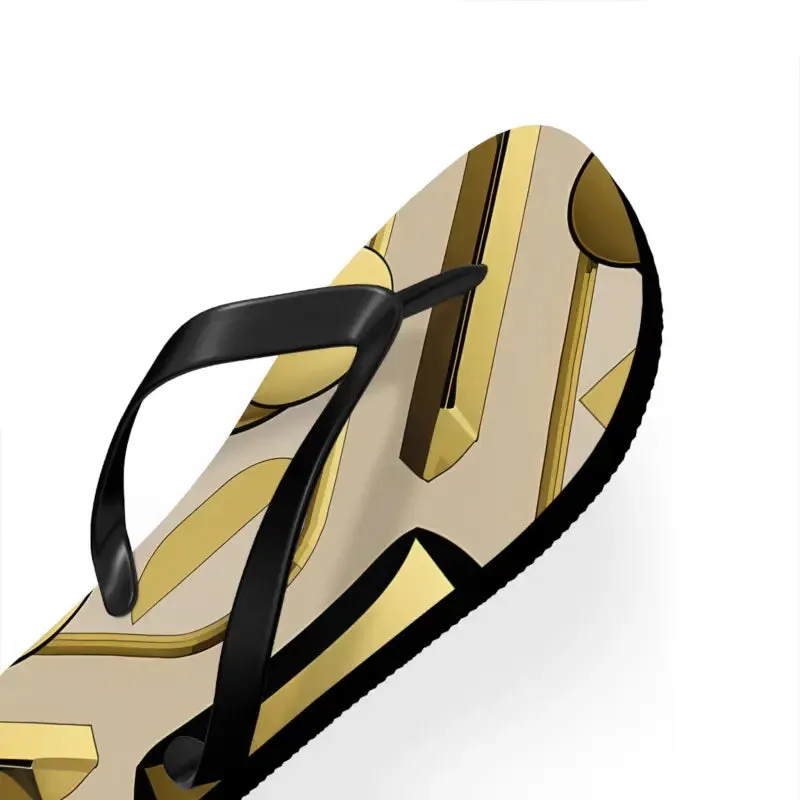 Gold Abstract Flip Flops for Summer Vibes