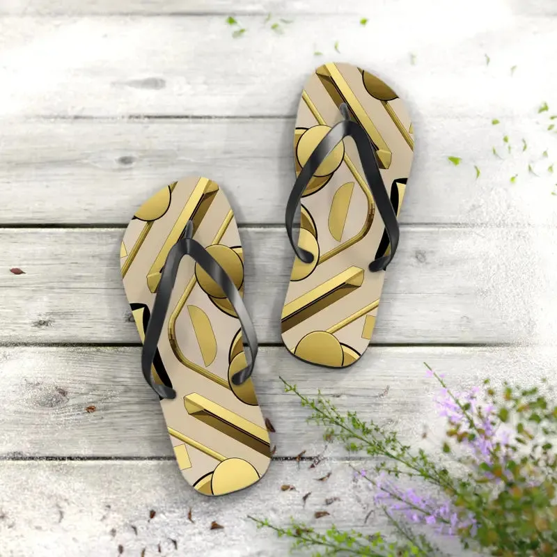 Gold Abstract Flip Flops for Summer Vibes