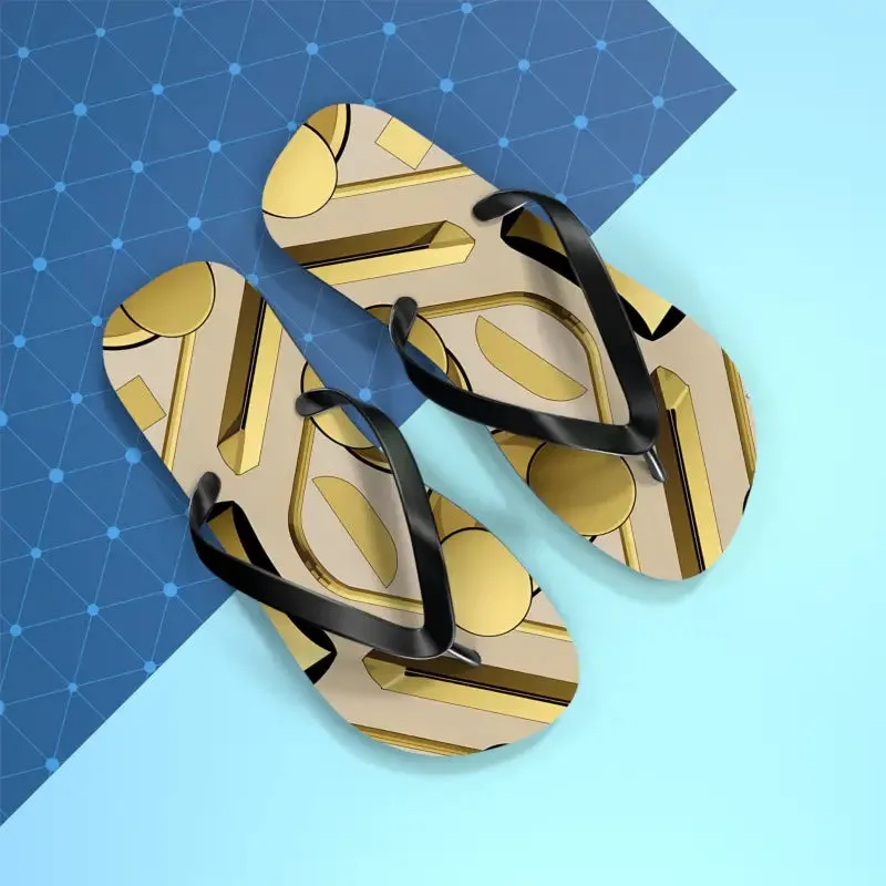 Gold Abstract Flip Flops for Summer Vibes