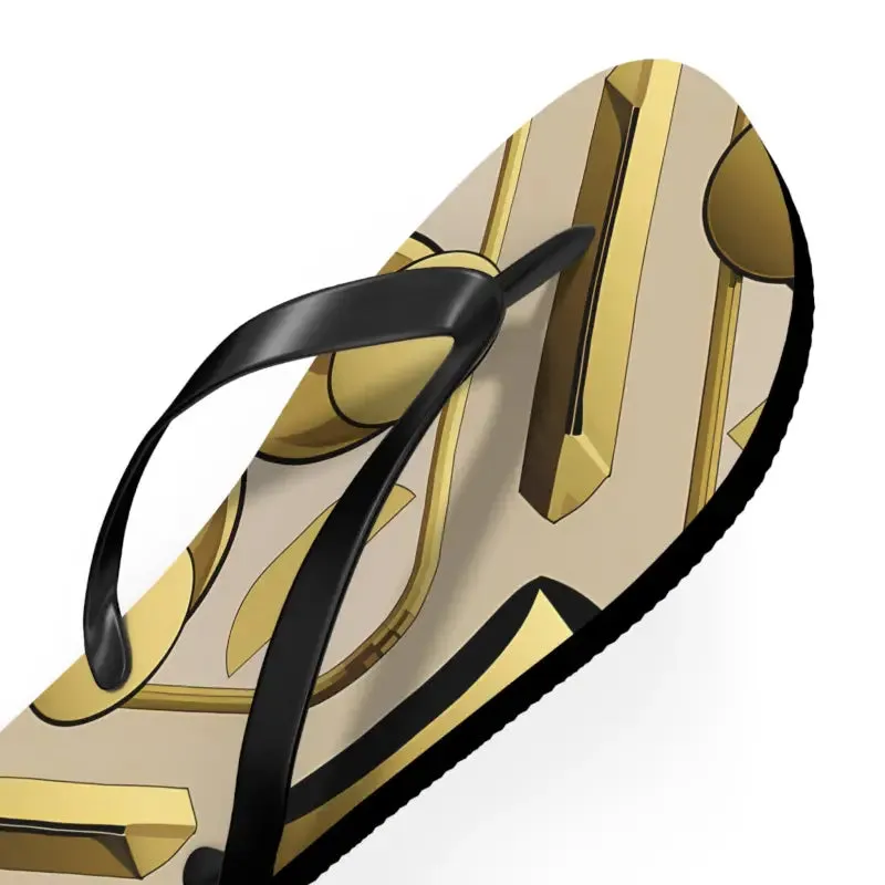 Gold Abstract Flip Flops for Summer Vibes