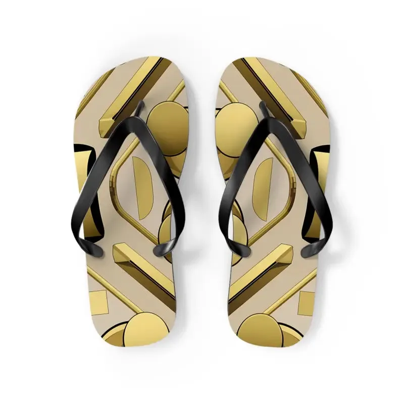 Gold Abstract Flip Flops for Summer Vibes