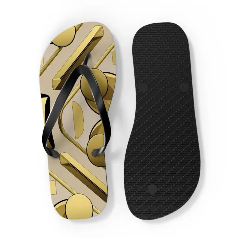 Gold Abstract Flip Flops for Summer Vibes