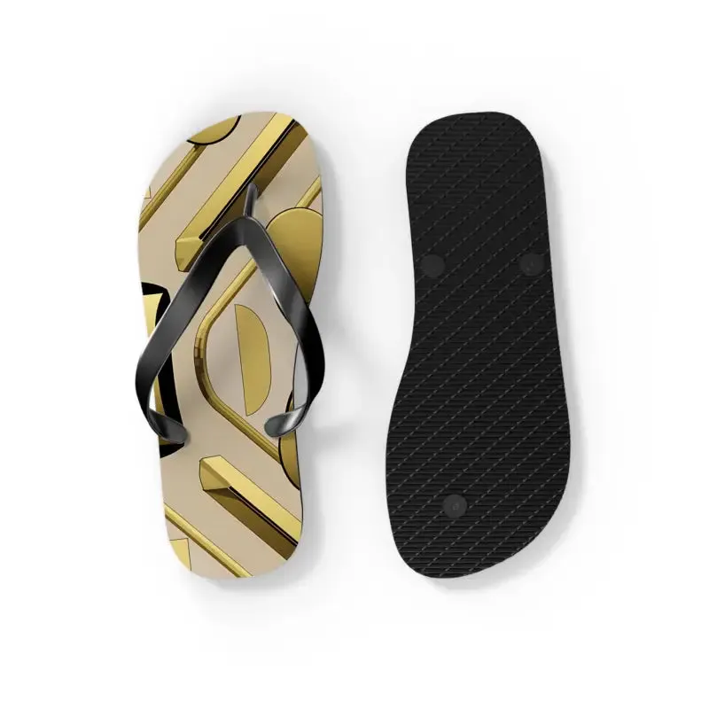 Gold Abstract Flip Flops for Summer Vibes