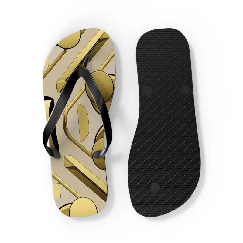 Gold Abstract Flip Flops for Summer Vibes