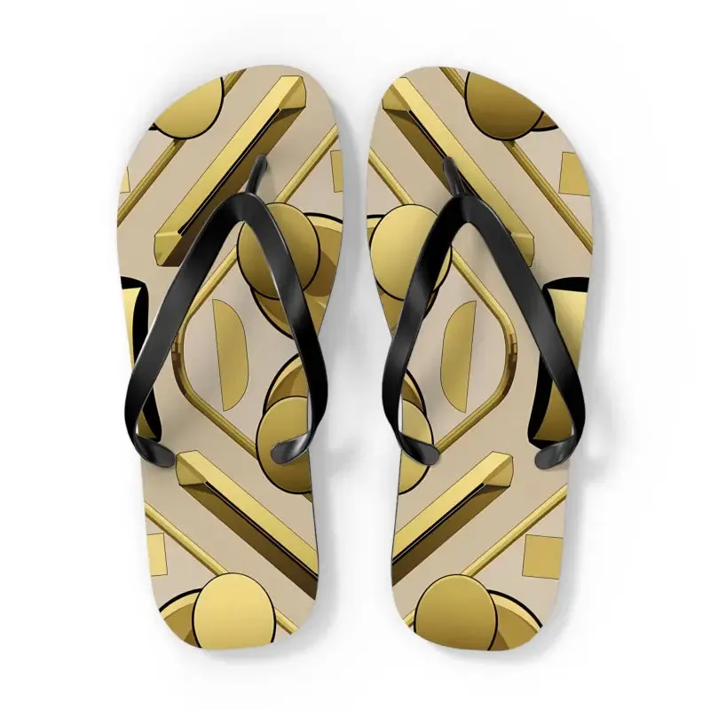 Gold Abstract Flip Flops for Summer Vibes