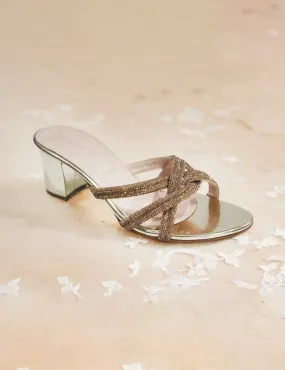 Golden| Fancy & Stylish Heel Slippers for women