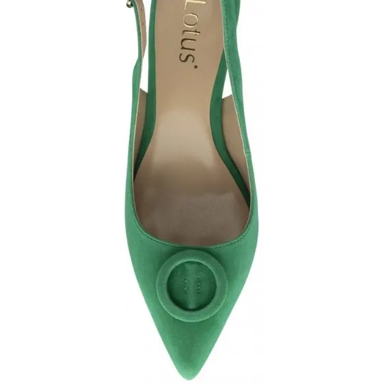 Lotus Delfina Green Suede Kitten Heel Shoe