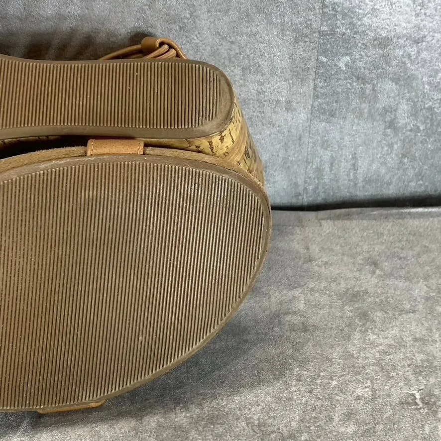 STYLE & Co Women’s Medium Tan Mulan T-Strap Slingback Wedge Sandals SZ 9.5