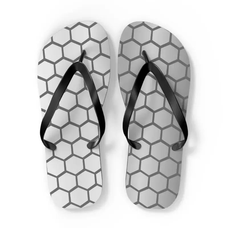 Stylish Gray Hexagon Flip Flops