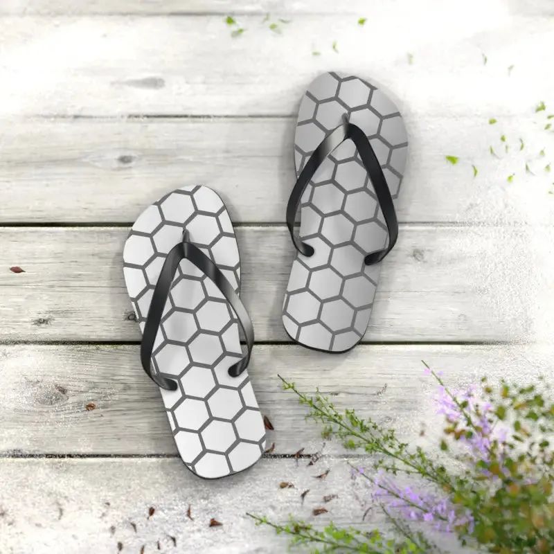 Stylish Gray Hexagon Flip Flops