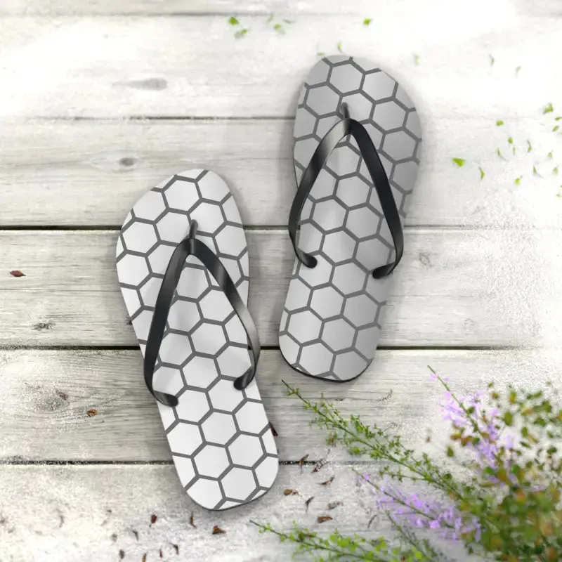 Stylish Gray Hexagon Flip Flops