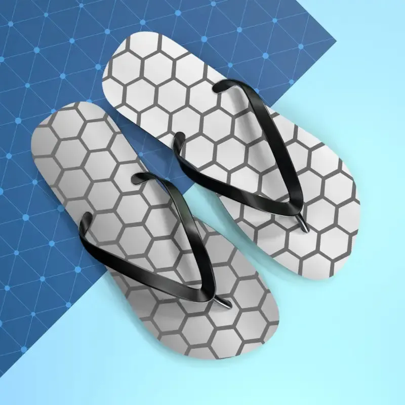 Stylish Gray Hexagon Flip Flops