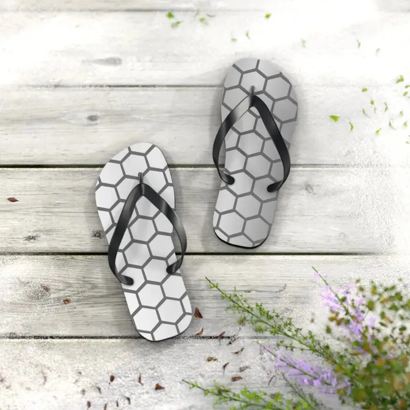 Stylish Gray Hexagon Flip Flops