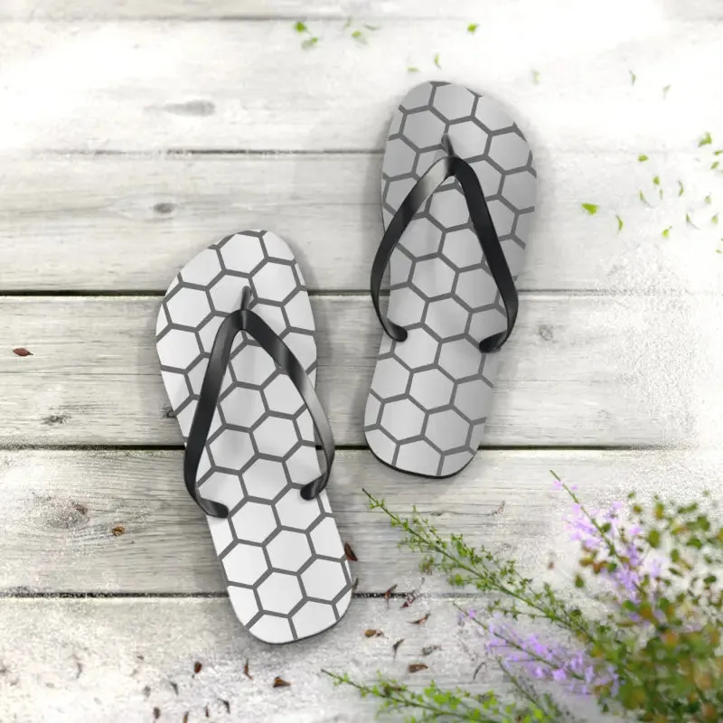 Stylish Gray Hexagon Flip Flops
