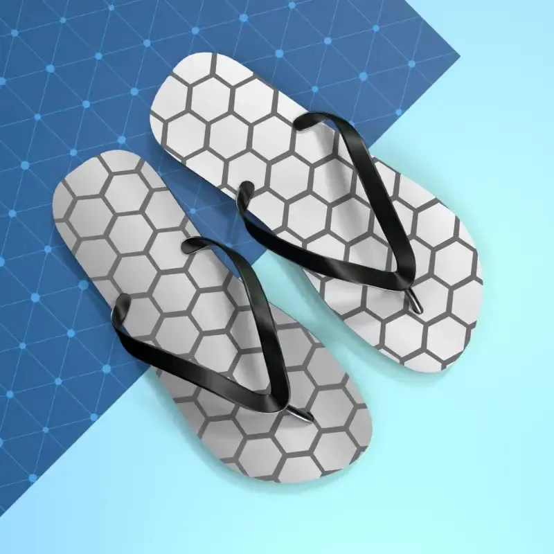 Stylish Gray Hexagon Flip Flops