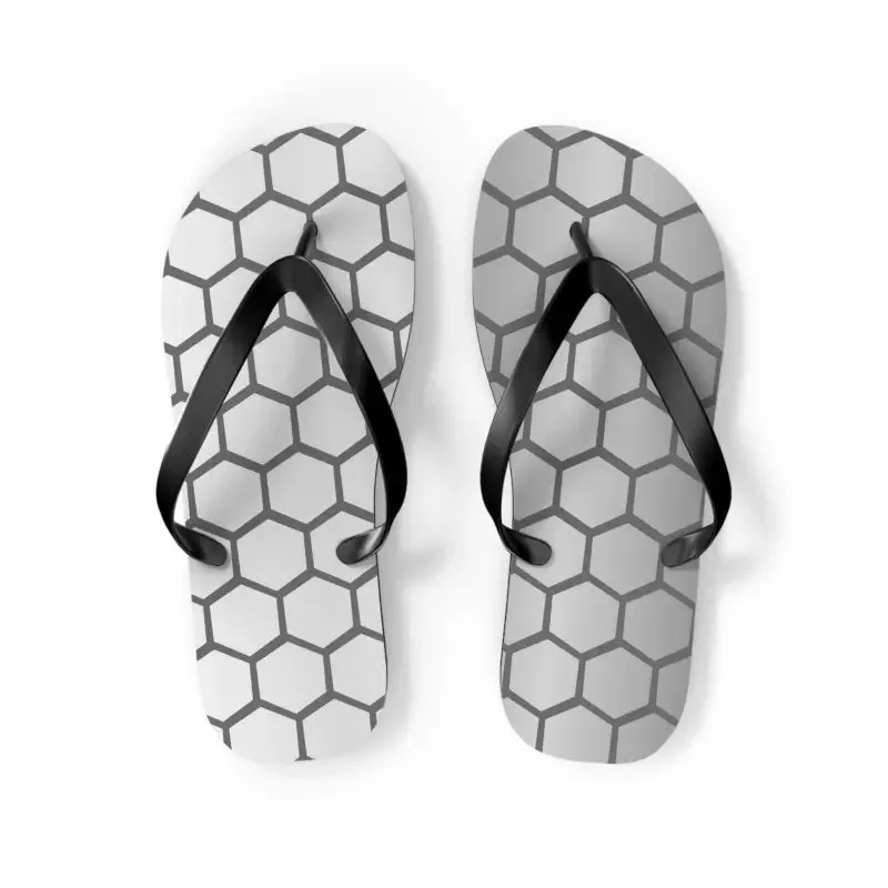 Stylish Gray Hexagon Flip Flops