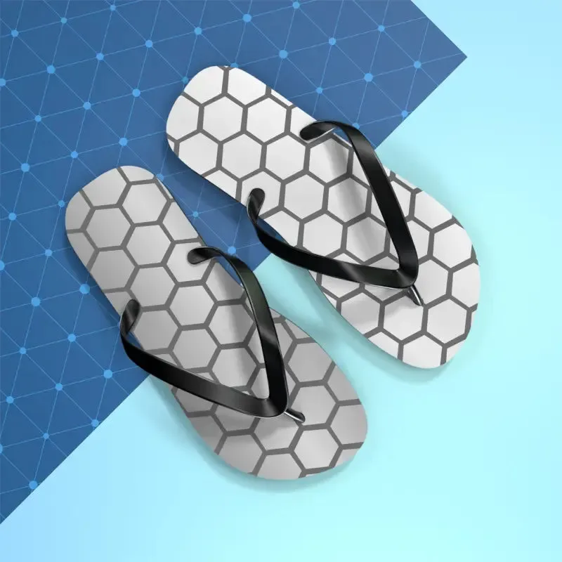 Stylish Gray Hexagon Flip Flops