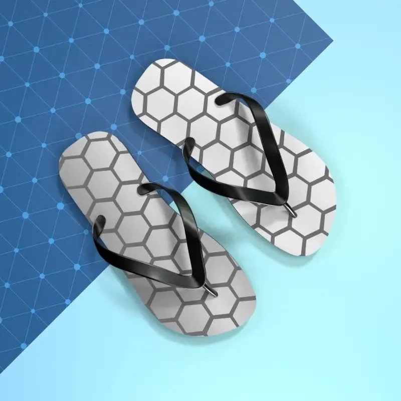 Stylish Gray Hexagon Flip Flops