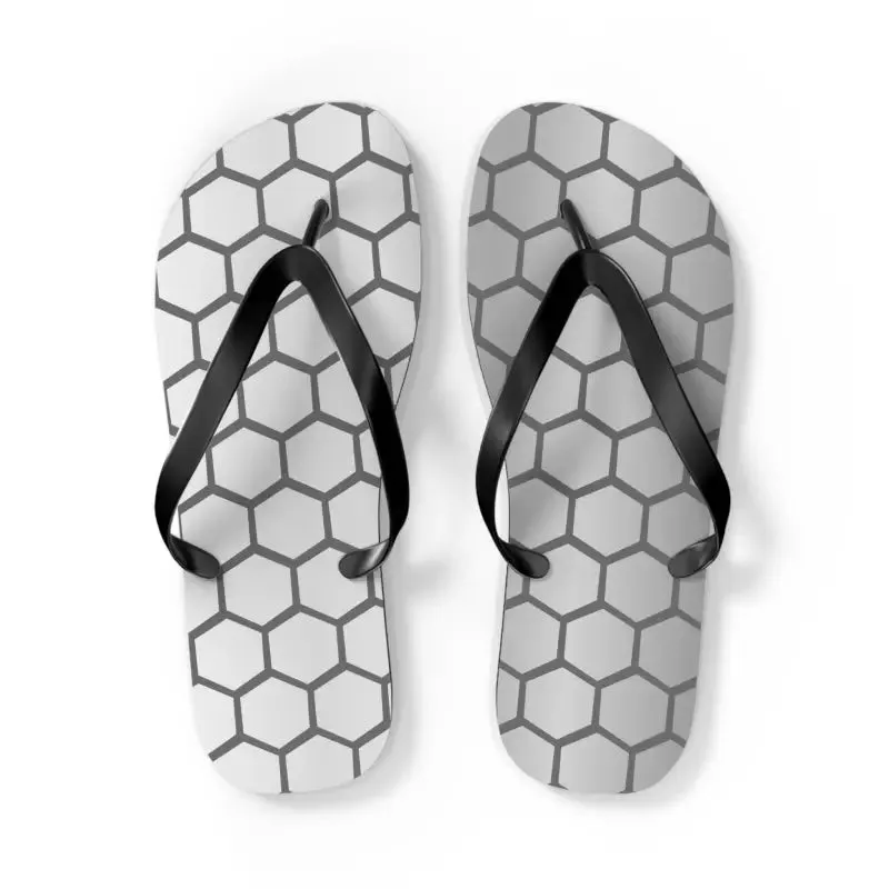 Stylish Gray Hexagon Flip Flops