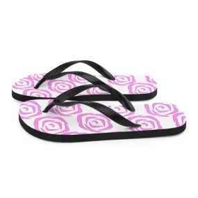 Stylish Pink Roses Flip Flops Stretchy Slip