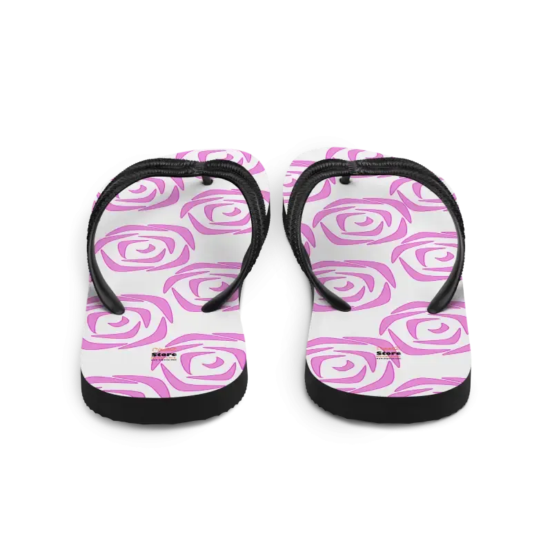Stylish Pink Roses Flip Flops Stretchy Slip